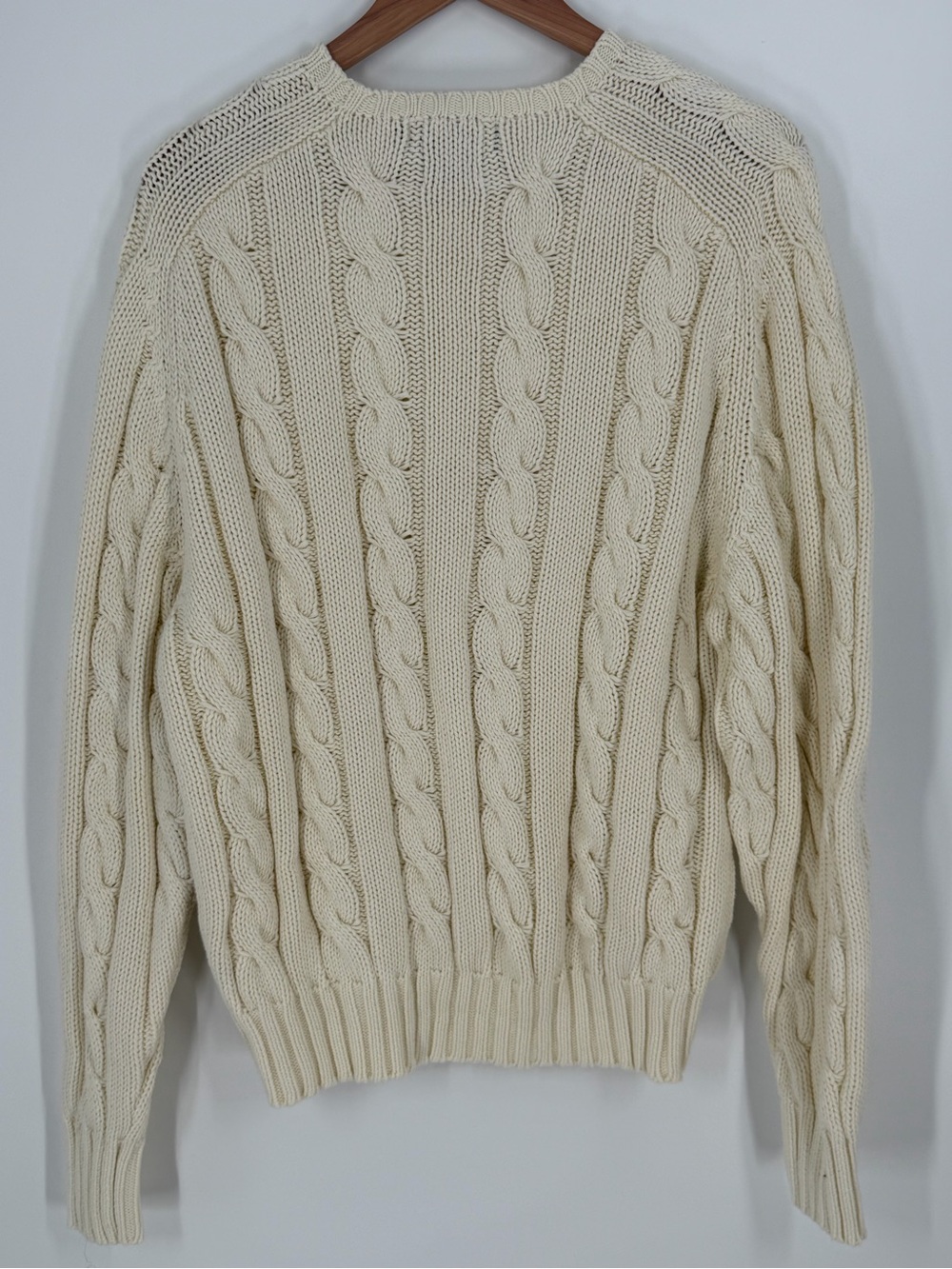 Vintage Polo Ralph Lauren Cable Knit Fisherman Sweater Cream Cotton L Heritage - Picture 5 of 9